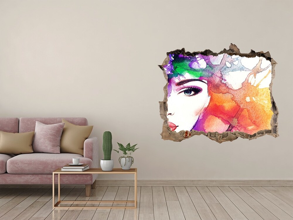 3D wall hole Portrait of a woman