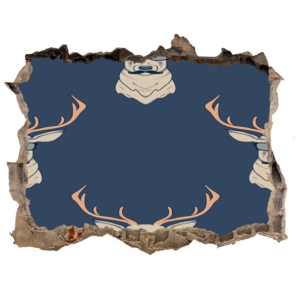 3D wall hole Deer in sunglasses