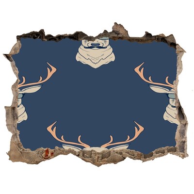 3D wall hole Deer in sunglasses