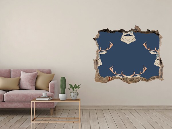 3D wall hole Deer in sunglasses