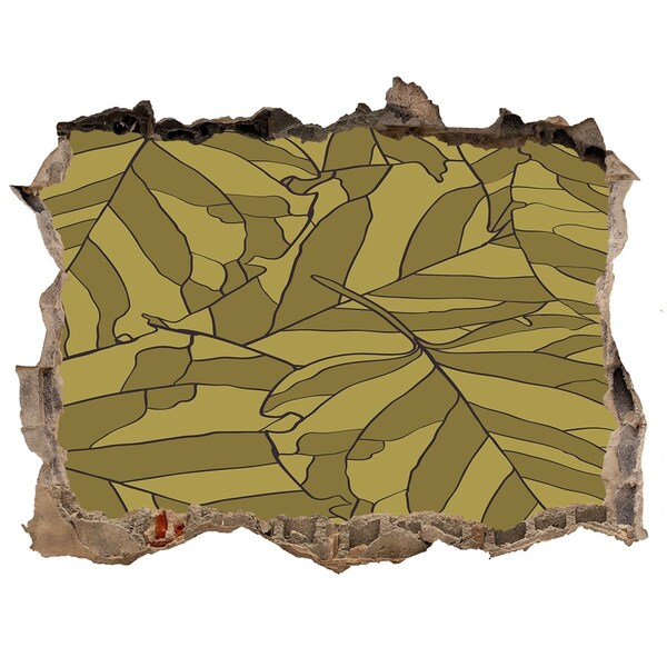 Hole wall sticker Leaves in concrete