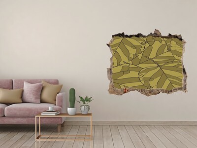 Hole wall sticker Leaves in concrete
