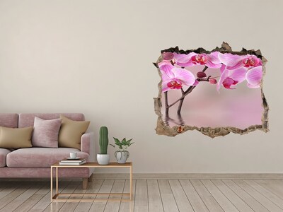 3D wall hole wallpaper Orchid in a broken wall