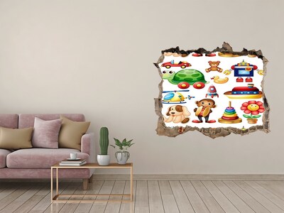 Hole in the wall sticker Toys in a colorful world