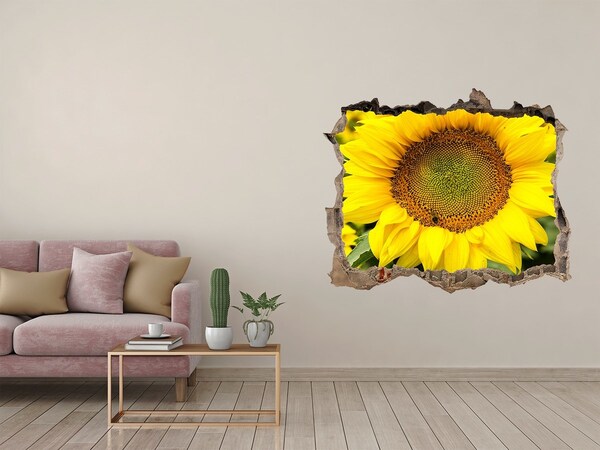3D wall hole wallpaper Sunflower in concrete