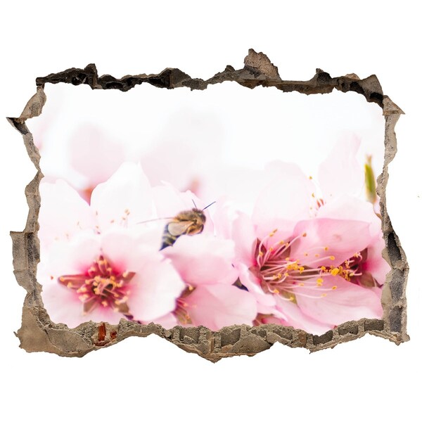 Hole wall sticker Cherry blossoms with a bee
