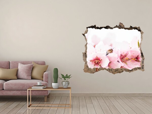 Hole wall sticker Cherry blossoms with a bee