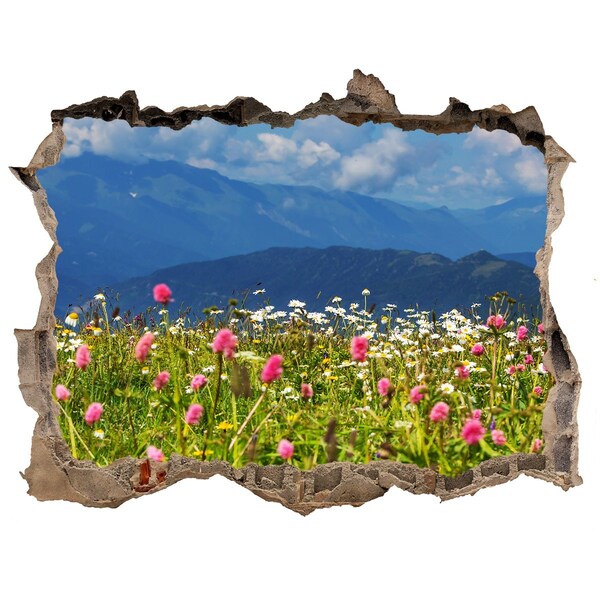 Hole in the wall decal Floral mountain landscape
