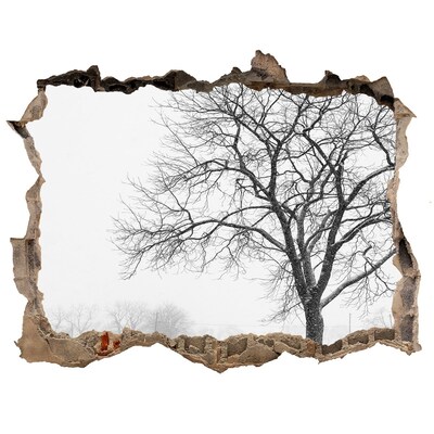 Hole in the wall decal Winter landscape with a tree