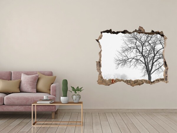 Hole in the wall decal Winter landscape with a tree