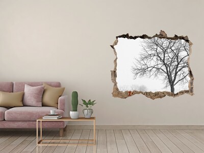 Hole in the wall decal Winter landscape with a tree