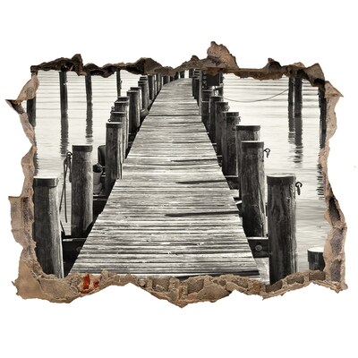 Hole wall sticker Wooden bridge over the water