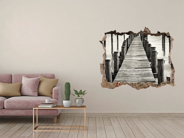 Hole wall sticker Wooden bridge over the water