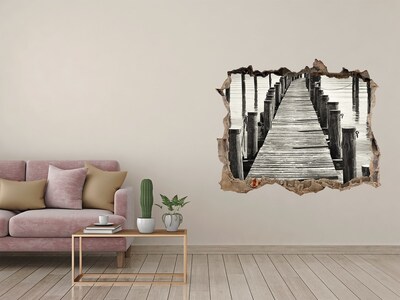 Hole wall sticker Wooden bridge over the water