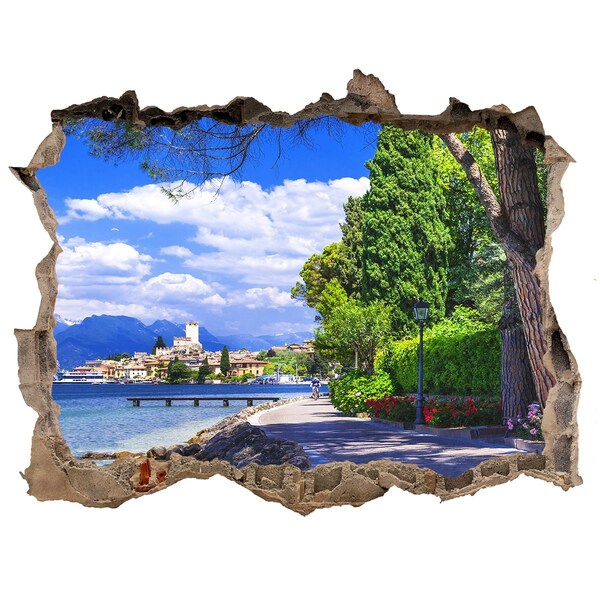 Hole in the wall decal A picturesque promenade by the lake