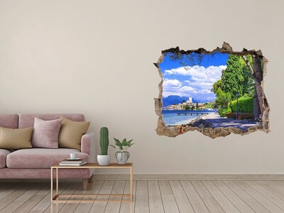 Hole in the wall decal A picturesque promenade by the lake
