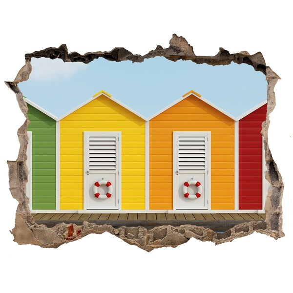 Hole in the wall sticker Colorful houses by the water