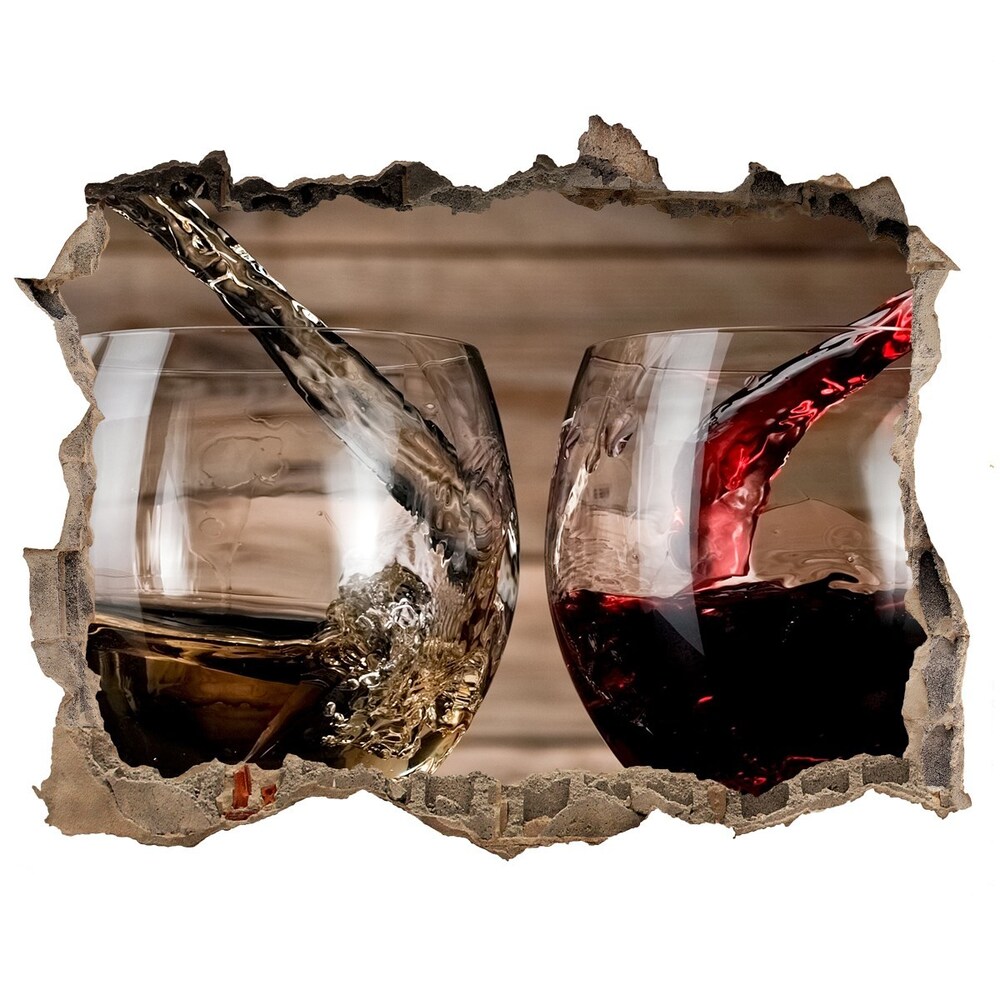 Hole in the wall decal Two glasses of wine