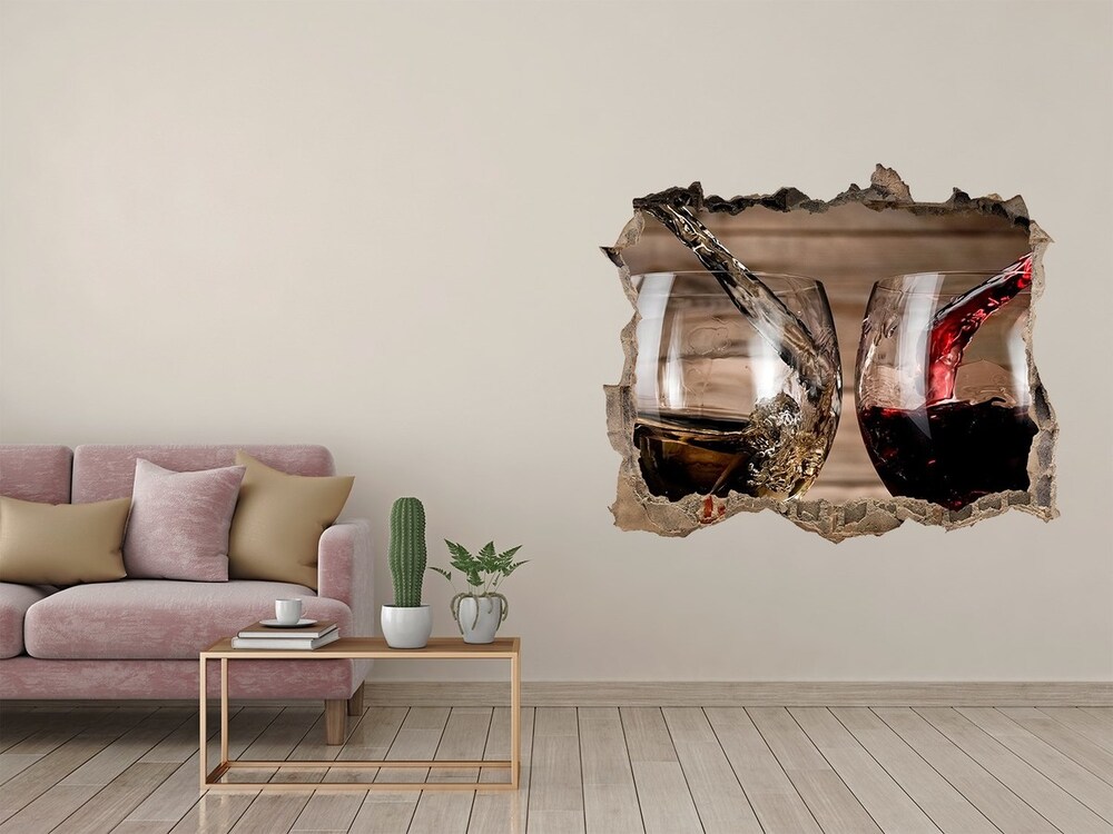 Hole in the wall decal Two glasses of wine