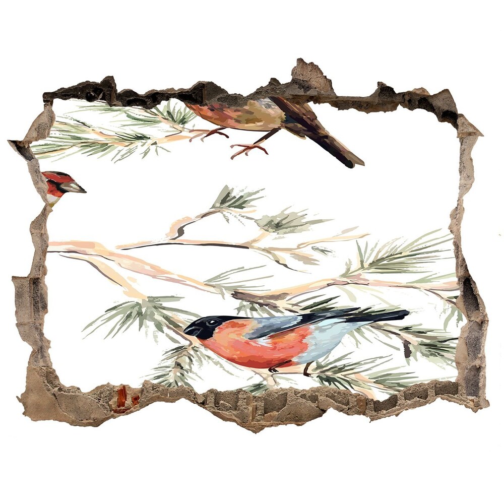 Hole in the wall decal Forest birds of plants