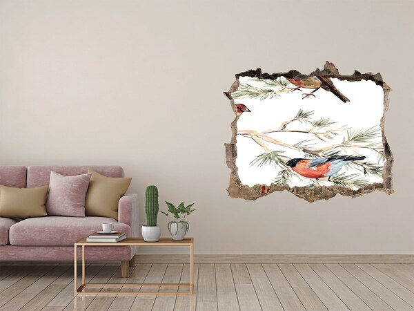 Hole in the wall decal Forest birds of plants