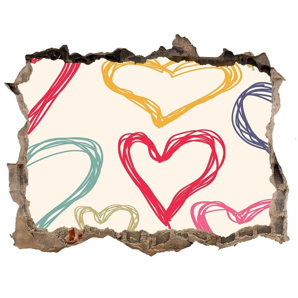 3D wall hole wallpaper Heart on the wall
