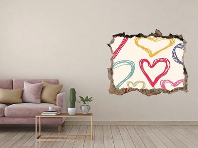 3D wall hole wallpaper Heart on the wall