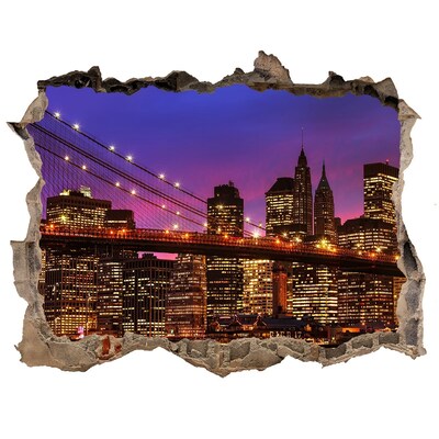 Hole in the wall decal New York skyline at night
