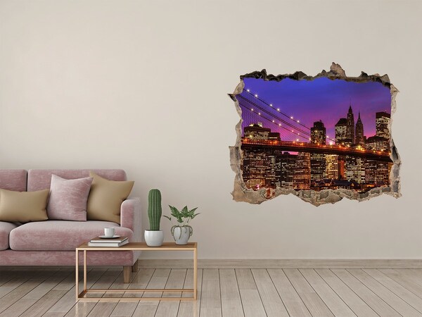 Hole in the wall decal New York skyline at night