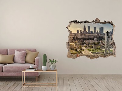 Hole wall sticker View of Warsaw through a hole in the wall