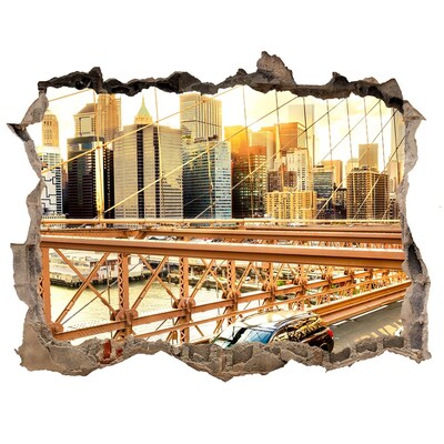 Hole in the wall decal Brooklyn Bridge at sunset