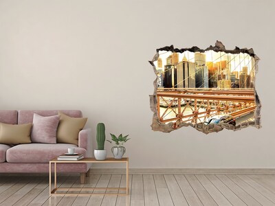 Hole in the wall decal Brooklyn Bridge at sunset
