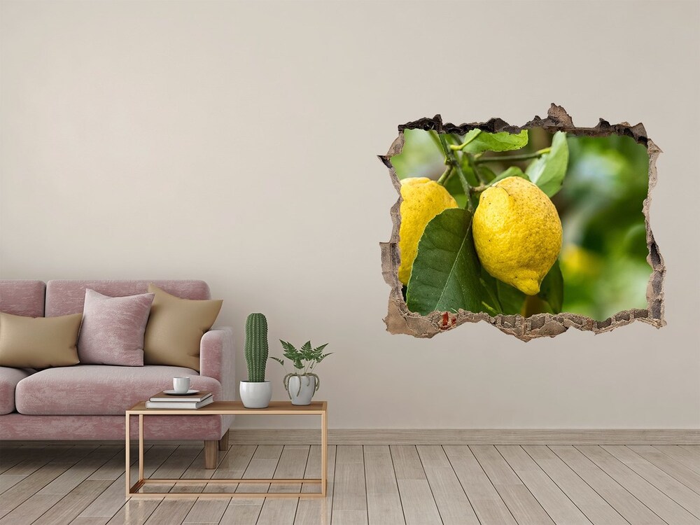 3D wall hole Lemons on a tree