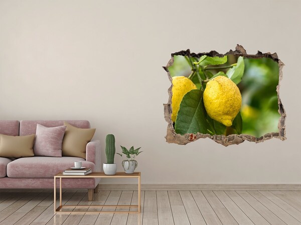 3D wall hole Lemons on a tree