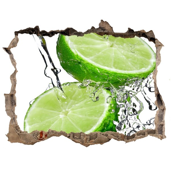 3D wall hole wallpaper Refreshing lime in water