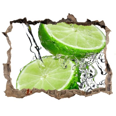 3D wall hole wallpaper Refreshing lime in water