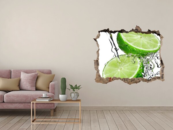 3D wall hole wallpaper Refreshing lime in water