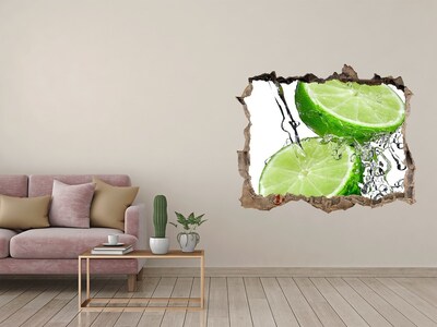 3D wall hole wallpaper Refreshing lime in water