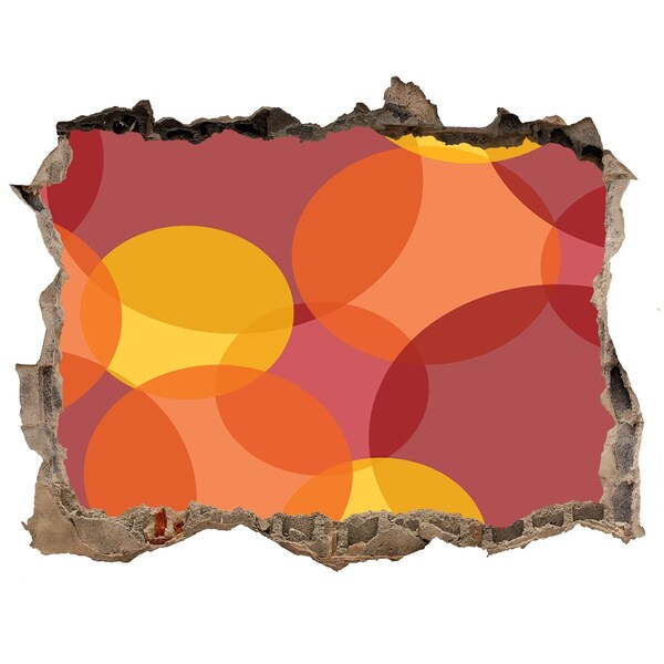 3D wall hole Colorful circles on a concrete background