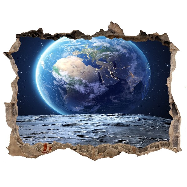 Hole in the wall sticker View from the Moon to Earth