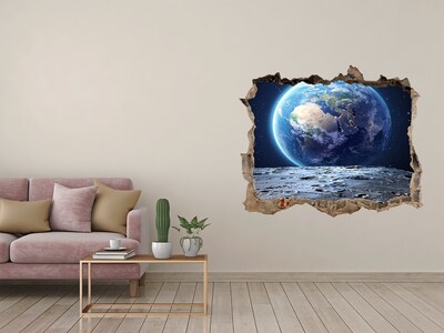 Hole in the wall sticker View from the Moon to Earth
