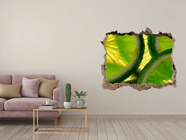 3D wall hole wallpaper Juicy Limes in a Hole in the Wall