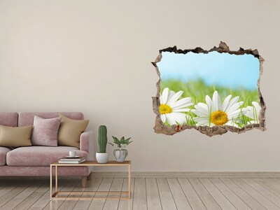 Hole wall sticker Flowers in a green meadow