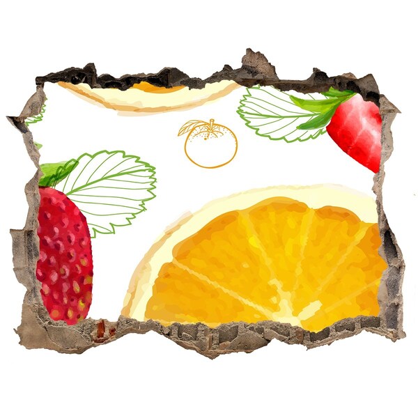 3D wall hole wallpaper Fruity Hole in the Wall Paradise