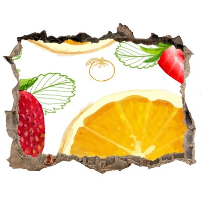 3D wall hole wallpaper Fruit