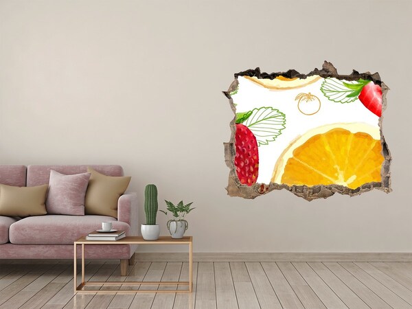 3D wall hole wallpaper Fruity Hole in the Wall Paradise