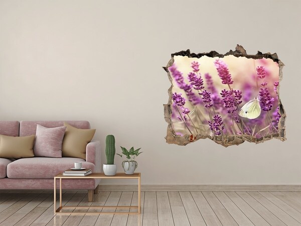 Hole wall sticker Flower paradise with a butterfly