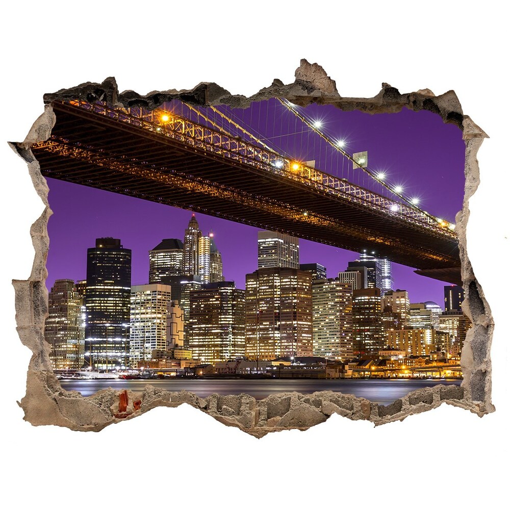 Hole wall sticker Manhattan at night