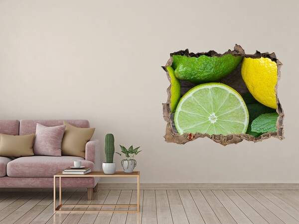 Hole in the wall decal Fresh citrus fruits in concrete