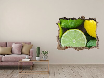 Hole in the wall decal Fresh citrus fruits in concrete